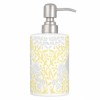 Monogrammed Yellow Gray Floral Damask Pattern Toothbrush Holder